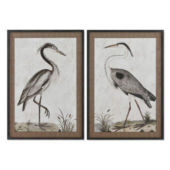 Painting Home ESPRIT Bird Oriental 70 x 4 x 100 cm (2 Units)