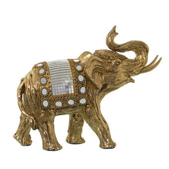 Decorative Figure Alexandra House Living Golden Plastic Elephant 11 x 23 x 19 cm