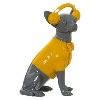 Decorative Figure Alexandra House Living Yellow Grey Plastic Dog Headphones 14 x 26 x 19 cm