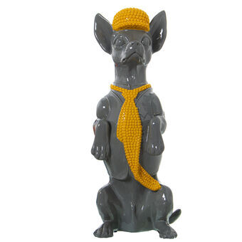 Decorative Figure Alexandra House Living Yellow Grey Plastic Dog Tie 12 x 16 x 30 cm