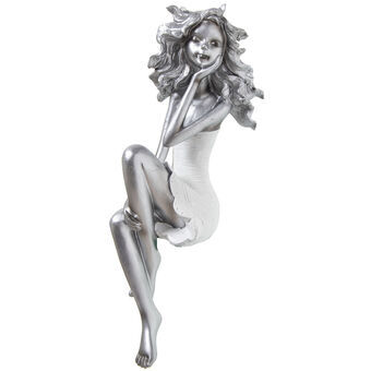 Decorative Figure Alexandra House Living Silver Plastic Girl 13 x 15 x 37 cm