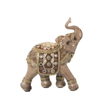 Decorative Figure Alexandra House Living Grey Golden Plastic Elephant 10 x 18 x 20 cm