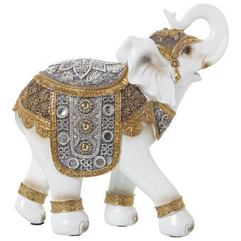 Decorative Figure Alexandra House Living White Golden Plastic Elephant 13 x 26 x 27 cm