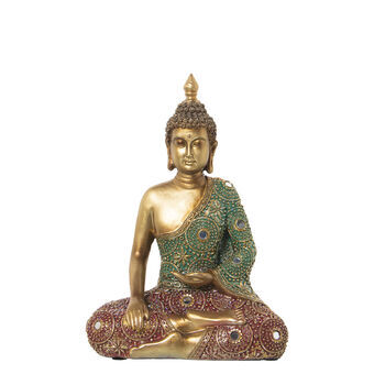 Decorative Figure Alexandra House Living Red Green Golden Plastic Buddha 13 x 23 x 30 cm