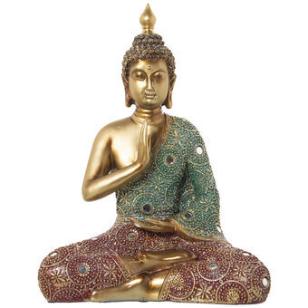 Decorative Figure Alexandra House Living Red Green Golden Plastic Buddha 18 x 30 x 38 cm