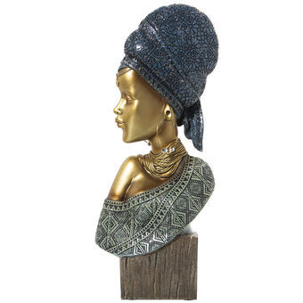 Bust Alexandra House Living Blue Golden Plastic African Woman 10 x 19 x 40 cm