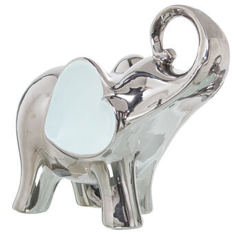 Decorative Figure Alexandra House Living Celeste Ceramic Elephant Silver 12 x 25 x 23 cm