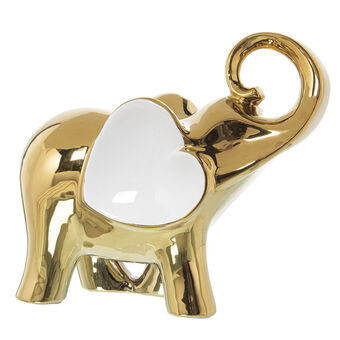 Decorative Figure Alexandra House Living White Ceramic Elephant Golden 12 x 25 x 22 cm