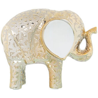 Decorative Figure Alexandra House Living White Ceramic Elephant Golden 9 x 19 x 16 cm