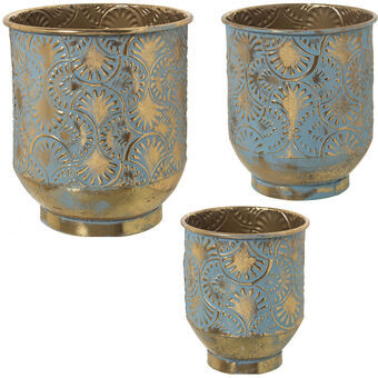 Set of Planters Alexandra House Living Green Golden Metal (3 Pieces)