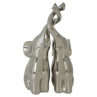 Set of Figures Alexandra House Living Ceramic Elephant Silver 12 x 18 x 31 cm (2 Pieces)