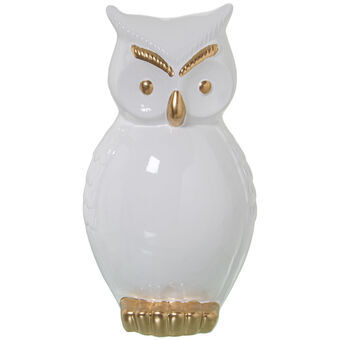 Decorative Figure Alexandra House Living White Golden Ceramic Owl 20 x 20 x 33 cm