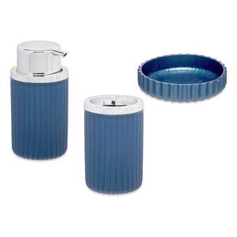 Bath Set 3 Pieces Blue Plastic