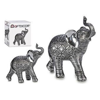 Elephant Silver Resin Silver (7 x 20 x 18 cm)