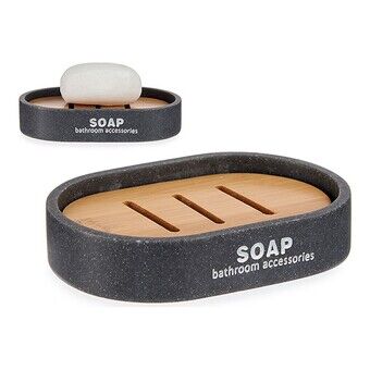 Soap dish Grey Resin Bamboo (8 x 2,5 x 12,5 cm)