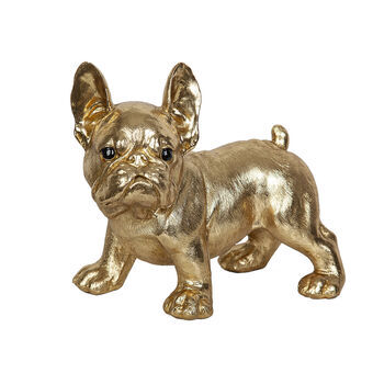 Decorative Figure Romimex Golden Resin Dog 31 x 29 x 22 cm