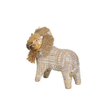 Decorative Figure Romimex Beige Polyresin Lion 13 x 26 x 26 cm