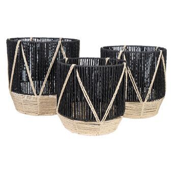 Set of Planters Romimex Black Rope (3 Pieces)