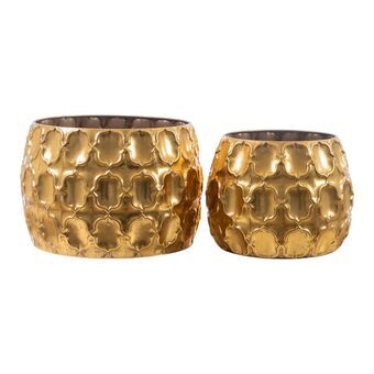 Set of Planters Romimex Golden Metal (2 Pieces)