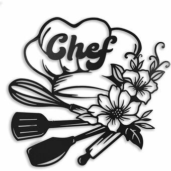 Wall Decoration Keluly Chef Black Carbon steel 43 x 31 x 13,5 cm