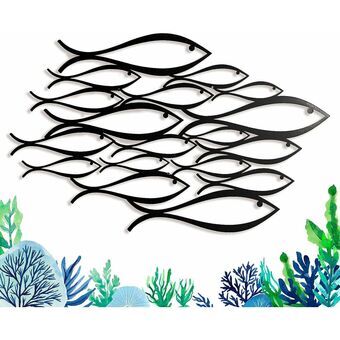 Wall Decoration Keluly Fish Black Carbon steel 43 x 31 x 13,5 cm