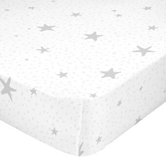 Fitted sheet HappyFriday BASIC KIDS White Grey 70 x 140 x 14 cm Stars