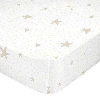 Fitted sheet HappyFriday BASIC KIDS White Beige 60 x 120 x 14 cm Stars