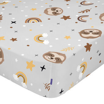 Fitted sheet HappyFriday MOSHI MOSHI Grey Multicolour 60 x 120 x 14 cm Lazy