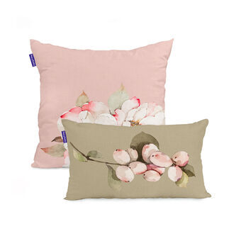 Set of cushion covers HappyFriday White peonies Multicolour 2 Pieces