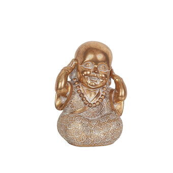 Decorative Figure Romimex Golden Resin Monk Ears 16 x 22 x 15 cm