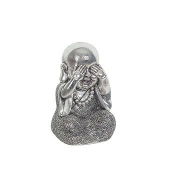 Decorative Figure Romimex Silver Resin Monk Eyes 16 x 22 x 15 cm