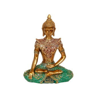 Decorative Figure Romimex Golden Resin Buddha 16 x 22 x 8 cm