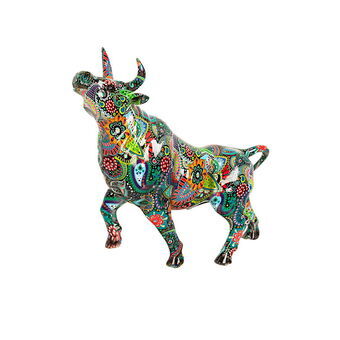 Decorative Figure Romimex Multicolour Resin Bull 30 x 31 x 12 cm