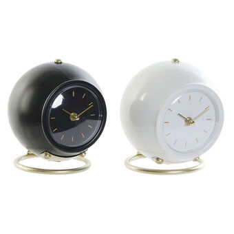 Table clock DKD Home Decor White Black Iron (2 pcs) (16 x 13 x 18 cm)