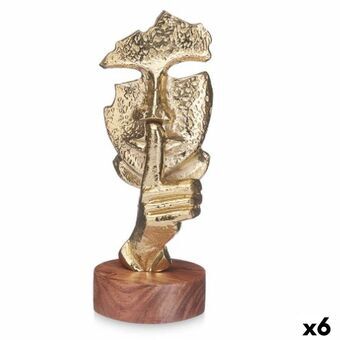 Decorative Figure Face Golden Wood Metal 12 x 29 x 11 cm