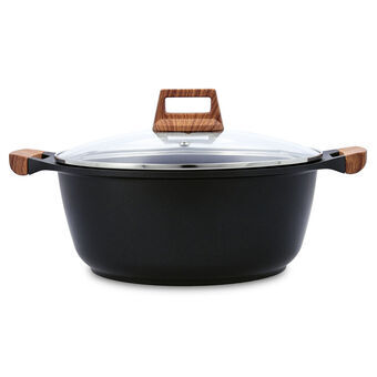 Casserole with lid Quid Karbon Cast aluminium Black 28 cm