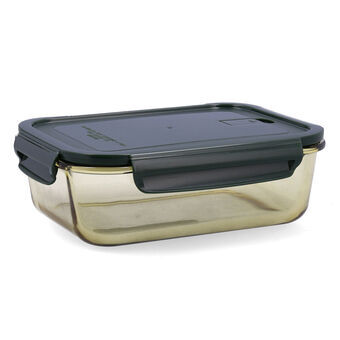 Hermetic Lunch Box Bidasoa Infinity Rectangular Green Yellow Glass 1,5 L