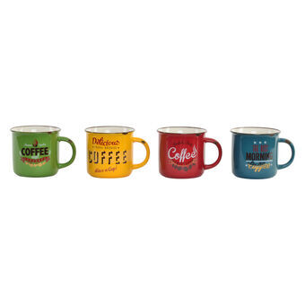 Mug DKD Home Decor Coffee Porcelain (360 ml) (4 Units)