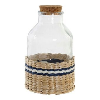 Glass Jar DKD Home Decor Transparent Cork Rattan (10 x 10 x 18 cm)