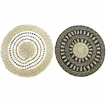 Table Mat DKD Home Decor Individual Black Fibre (2 pcs) (37 x 37 x 1 cm)