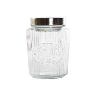 Glass Jar DKD Home Decor Silver Transparent Aluminium