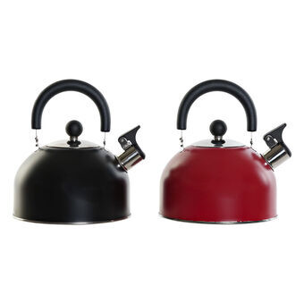 Teapot DKD Home Decor Red Black Stainless steel (19 x 19 x 20,5 cm) (2 Units)