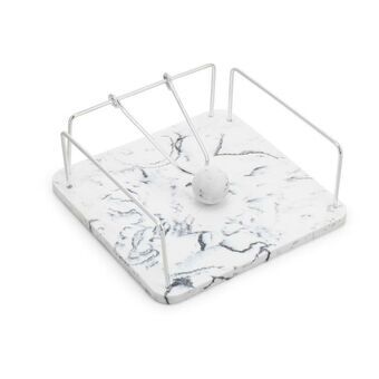 Napkin holder DKD Home Decor Metal White Resin (18,6 x 18,6 x 6,6 cm)