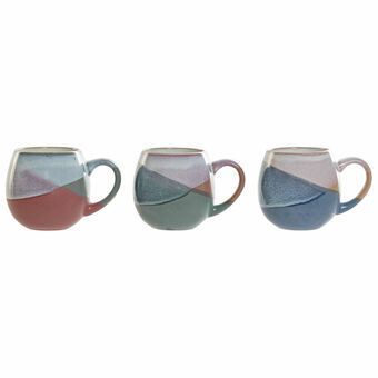 Mug DKD Home Decor Stoneware (3 pcs) (390 ml)