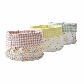 Napkin holder DKD Home Decor Flowers Cotton (16 x 16 x 11 cm) (3 Units)