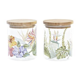 Tin DKD Home Decor Natural Bamboo Tropical Borosilicate Glass (700 ml) (2 Units)