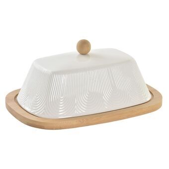 Butter Dish DKD Home Decor Porcelain Bamboo (20,8 x 14,8 x 8,8 cm)