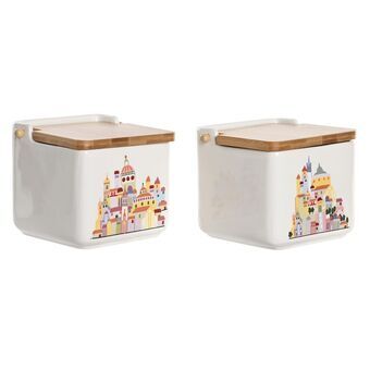 Salt Shaker with Lid DKD Home Decor Multicolour Dolomite (12,5 x 12,5 x 12 cm) (750 ml) (2 Units)