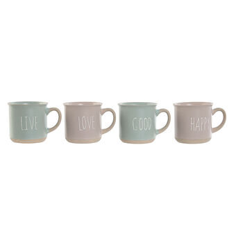 Piece Coffee Cup Set Home ESPRIT Blue Pink Stoneware Urban 180 ml 4 Pieces