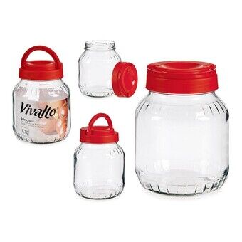 Tin Red Transparent 1,7 L Glass (13,5 x 17,5 x 13,5 cm)